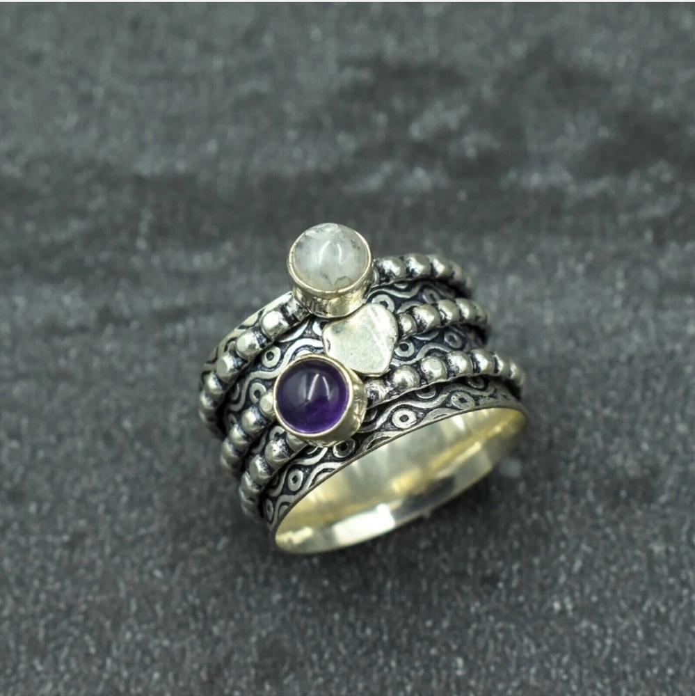 New beautiful Sterling amethyst and Moonstone ring